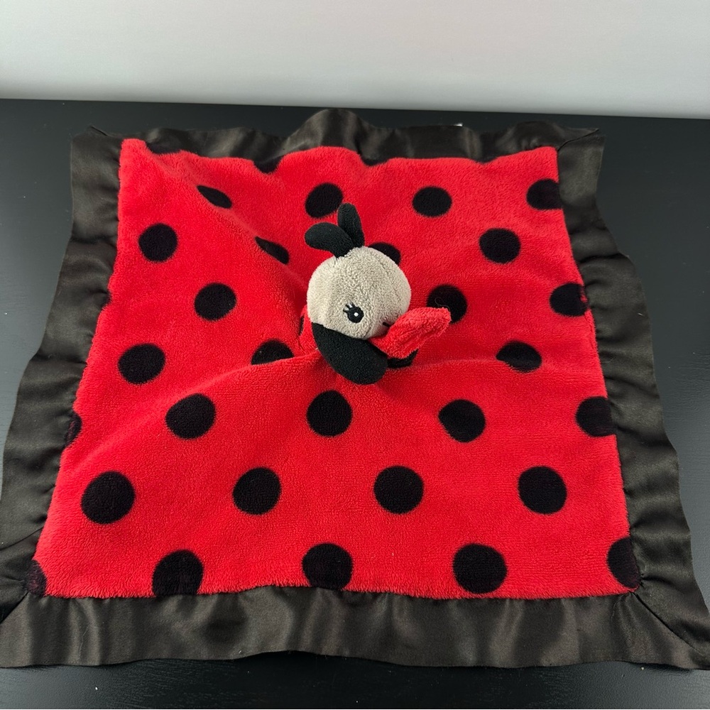 Cloud B Ladybug Lovey Plush Security Black Red Black Spots Baby Toy